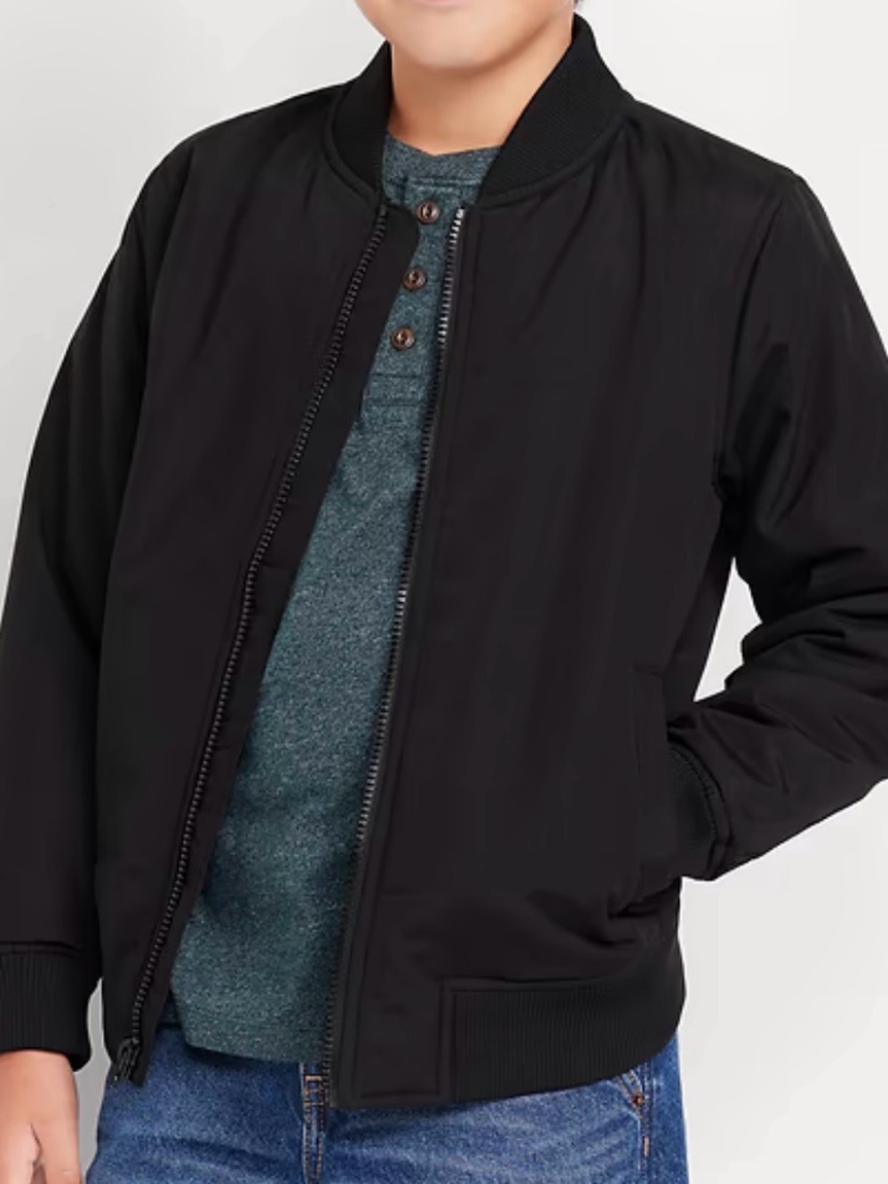 Boys Black Bomber Jacket - Classic Lightweight Coat